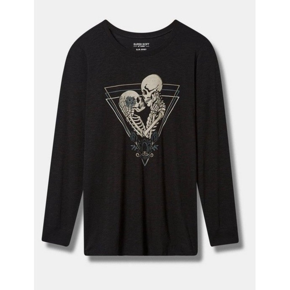 Torrid Women's Long Sleeve Floral Skull Graphic Sz 2X  Soft Oversized Shirt Top
